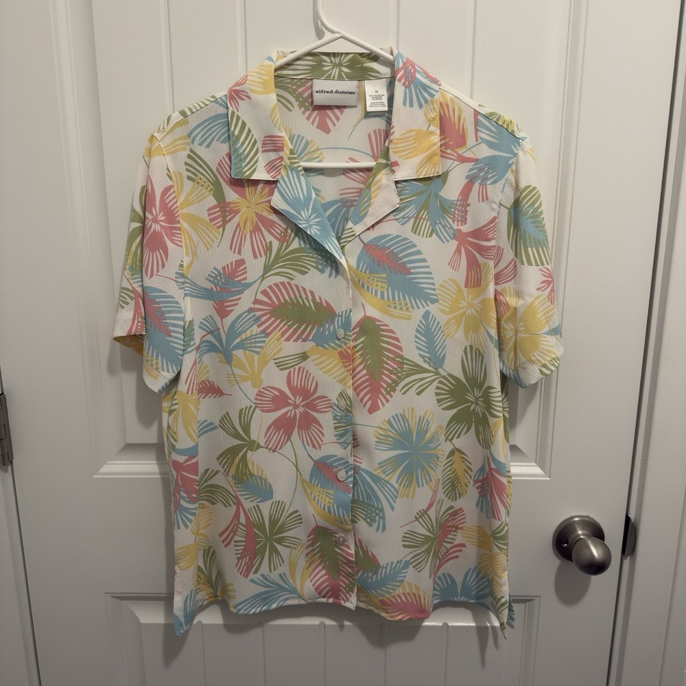 Alfred Dunner Women's Blouse Colorful Pastel‎ Hawaiian Size 12